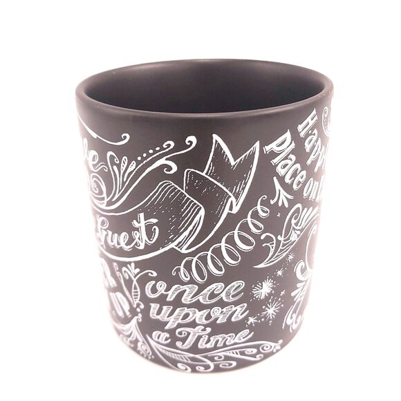 Disney Parks Black Chalkboard Mug Believe in Magic Be Our Guest Never Grow Up - Picture 2 of 9